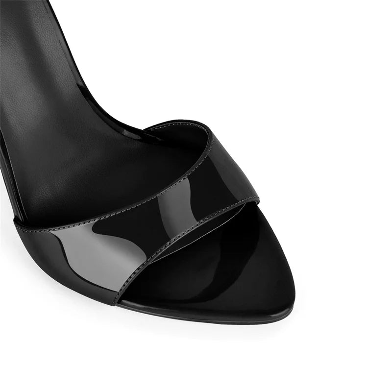 Onlymaker Women Peep Toe Mules Slip On Thin High Sandals Big Size Classic Fashion Lady Sandals