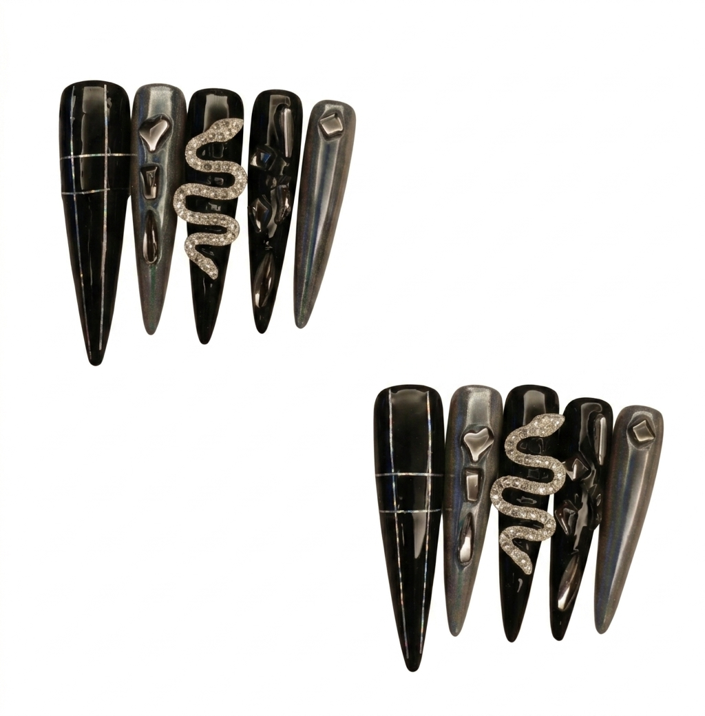 DIAMOND SERPENT STILETTO PRESS ON NAIL