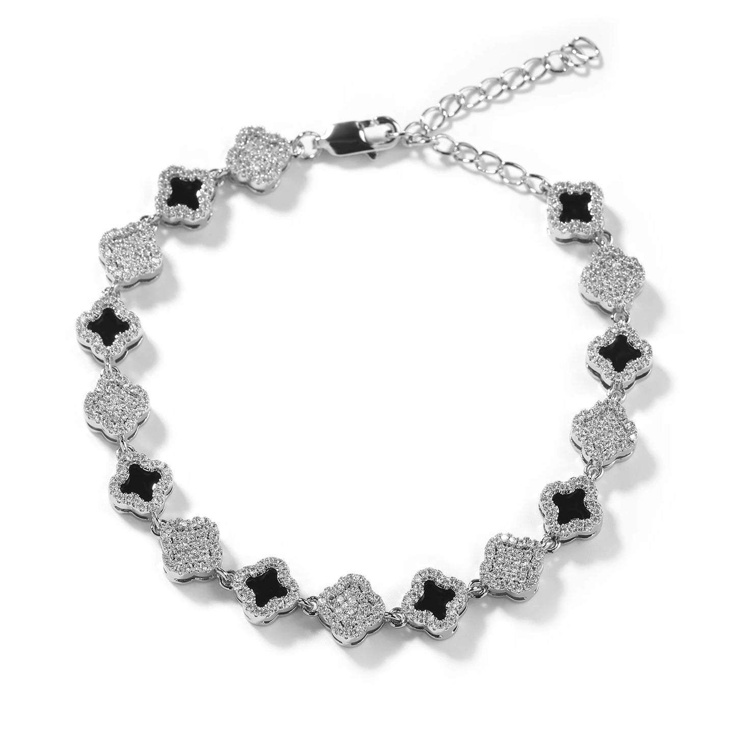 UWIN Full Iced Out CZ 4 Leaf Clover Bracelet Designer Adjustable Black Clover CZ Bracelet for Women Wholesale In Stock Jewelry