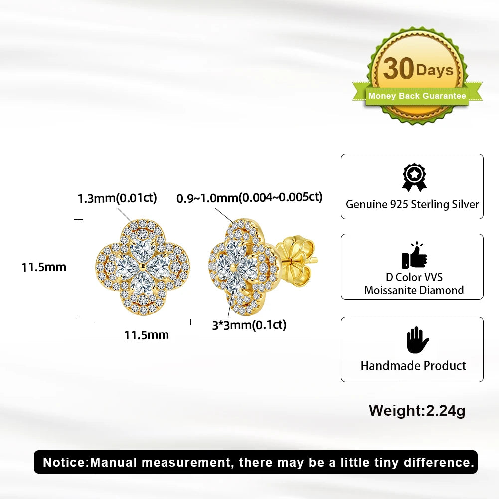 ORSA JEWELS Exquisite 925 Sterling Silver Clover Moissanite Earrings for Women D Color VVS Moissanite Diamand Jewelry MOE22