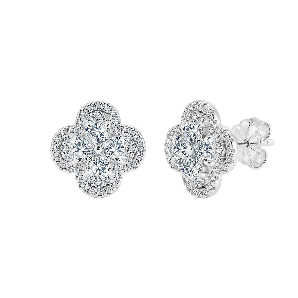 ORSA JEWELS Exquisite 925 Sterling Silver Clover Moissanite Earrings for Women D Color VVS Moissanite Diamand Jewelry MOE22