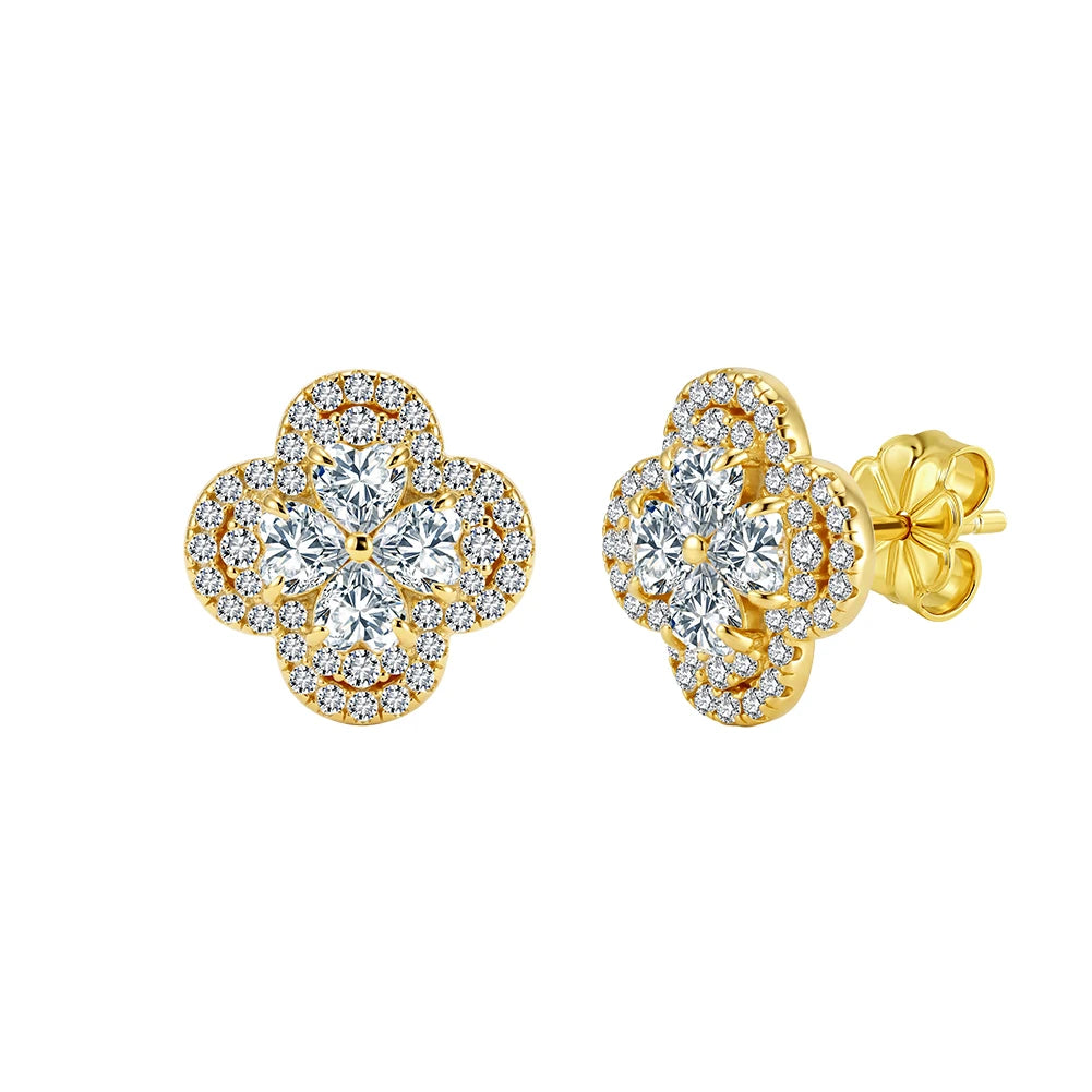 ORSA JEWELS Exquisite 925 Sterling Silver Clover Moissanite Earrings for Women D Color VVS Moissanite Diamand Jewelry MOE22