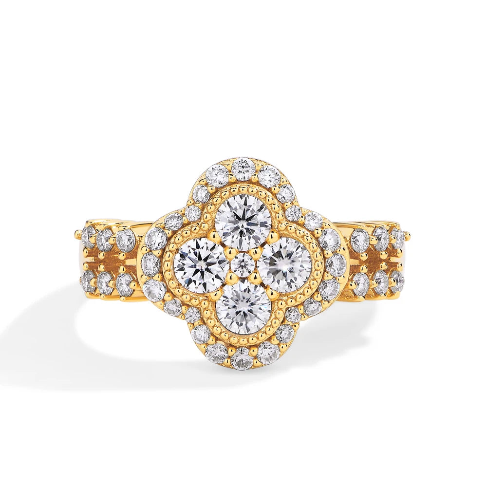 LUXE CLOVER MOISSANITE RING