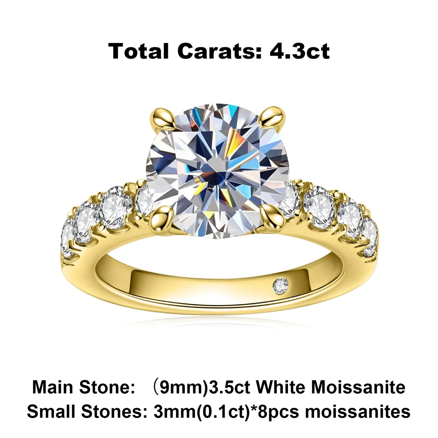 3ct D Color All Moissanite Engagement Rings 925 Sterling Silver Plated Lab Created Diamond Wedding Band Rings