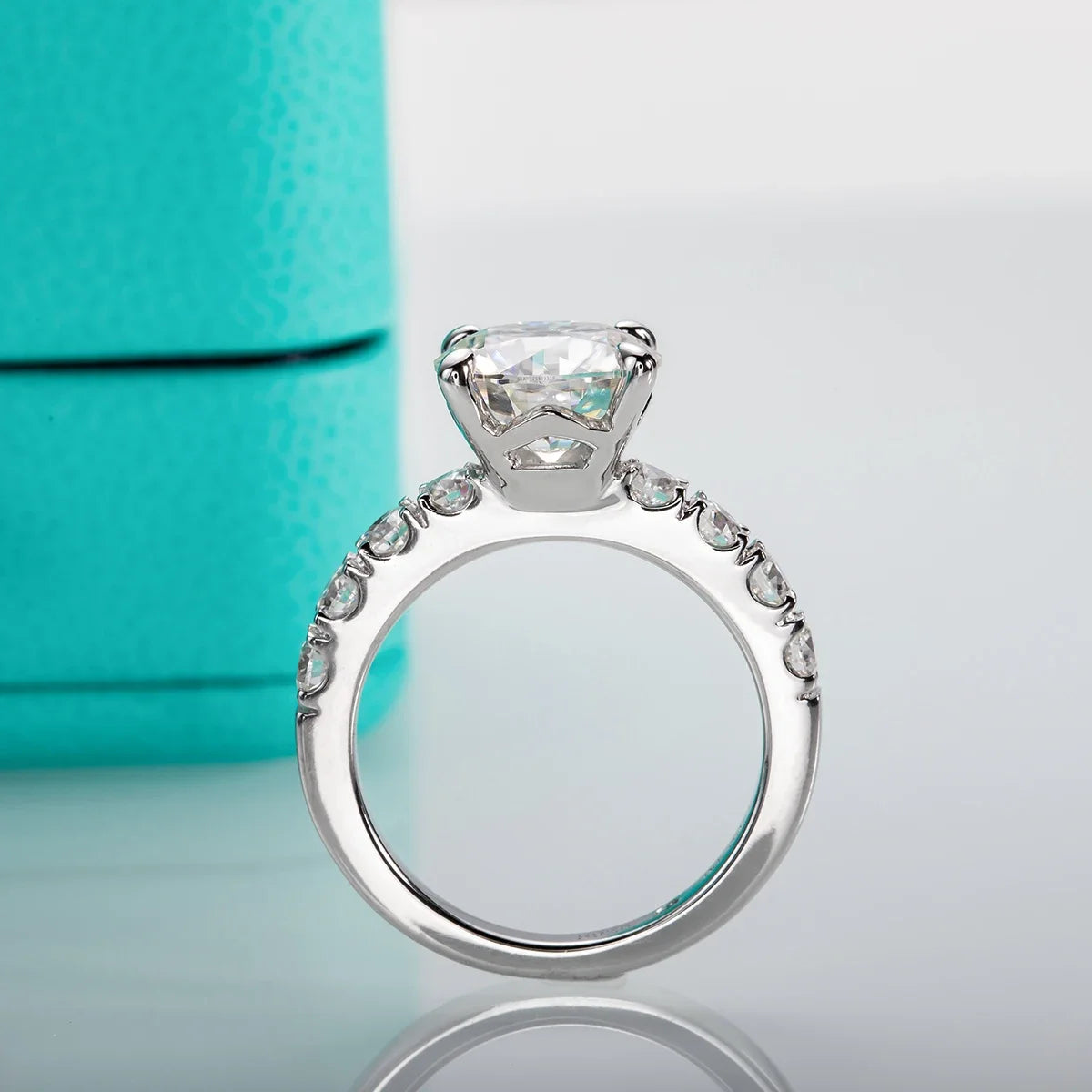 3ct D Color All Moissanite Engagement Rings 925 Sterling Silver Plated Lab Created Diamond Wedding Band Rings