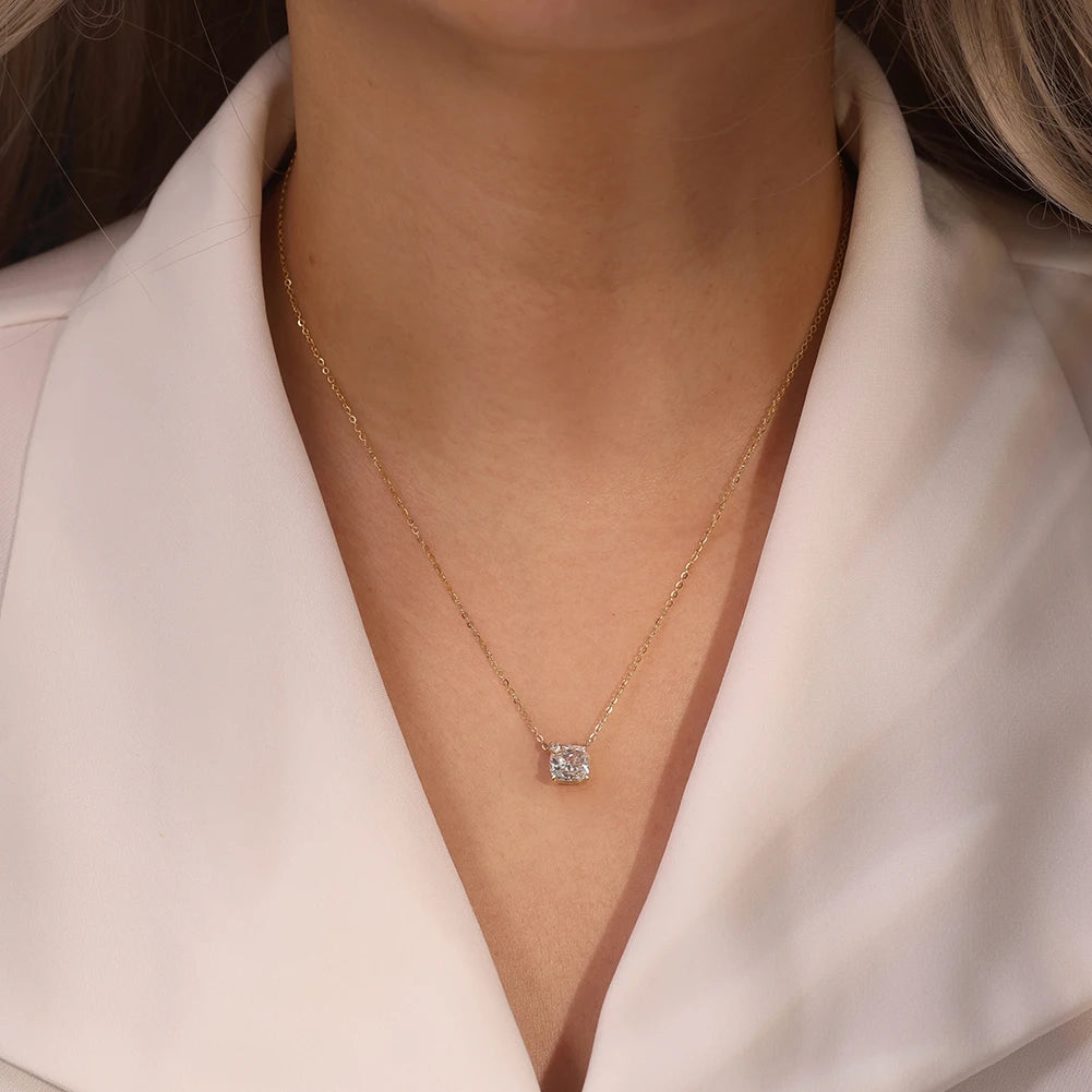 ORSA JEWELS 925 Silver Elegance 8A Cubic Zirconia Diamond Pendant Necklace for Women Wedding Jewelry Romantiic Gift LZN29