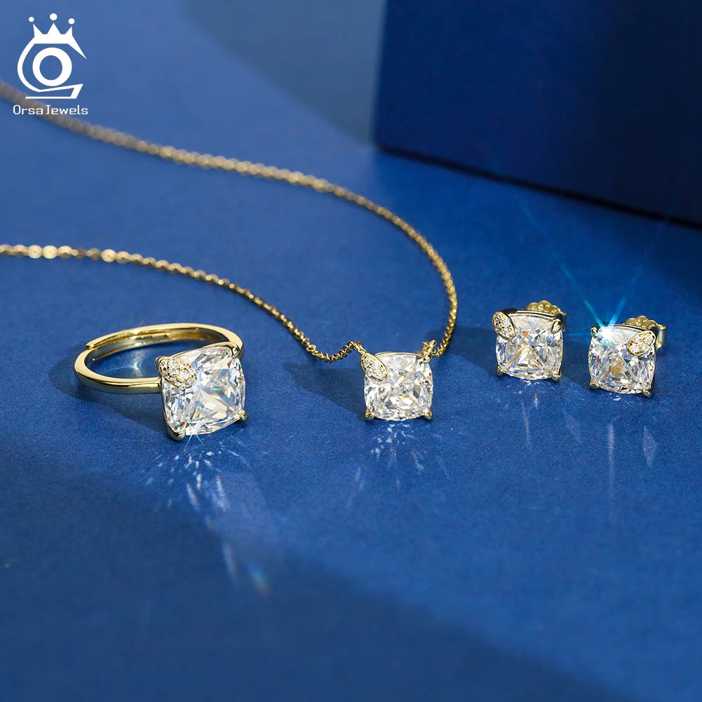 ORSA JEWELS 925 Silver Elegance 8A Cubic Zirconia Diamond Pendant Necklace for Women Wedding Jewelry Romantiic Gift LZN29